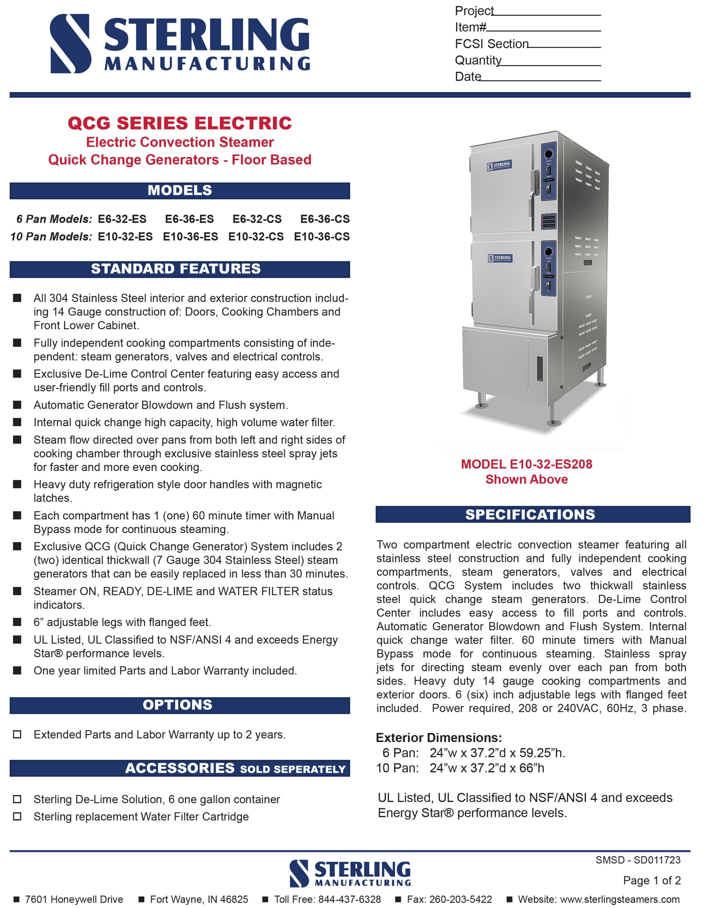 QCG Series Electric Models and Features broacher