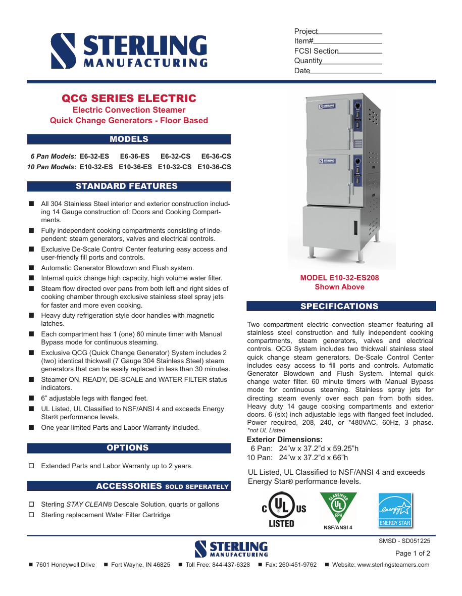 QCG Electric Spec Sheet May 2025 page 1 QCG Electric Spec Sheet May 2025 page 1